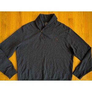 Polo Ralph Lauren Luxury Jersey Shawl-Collar Pullover Sweater Large Navy Preppy